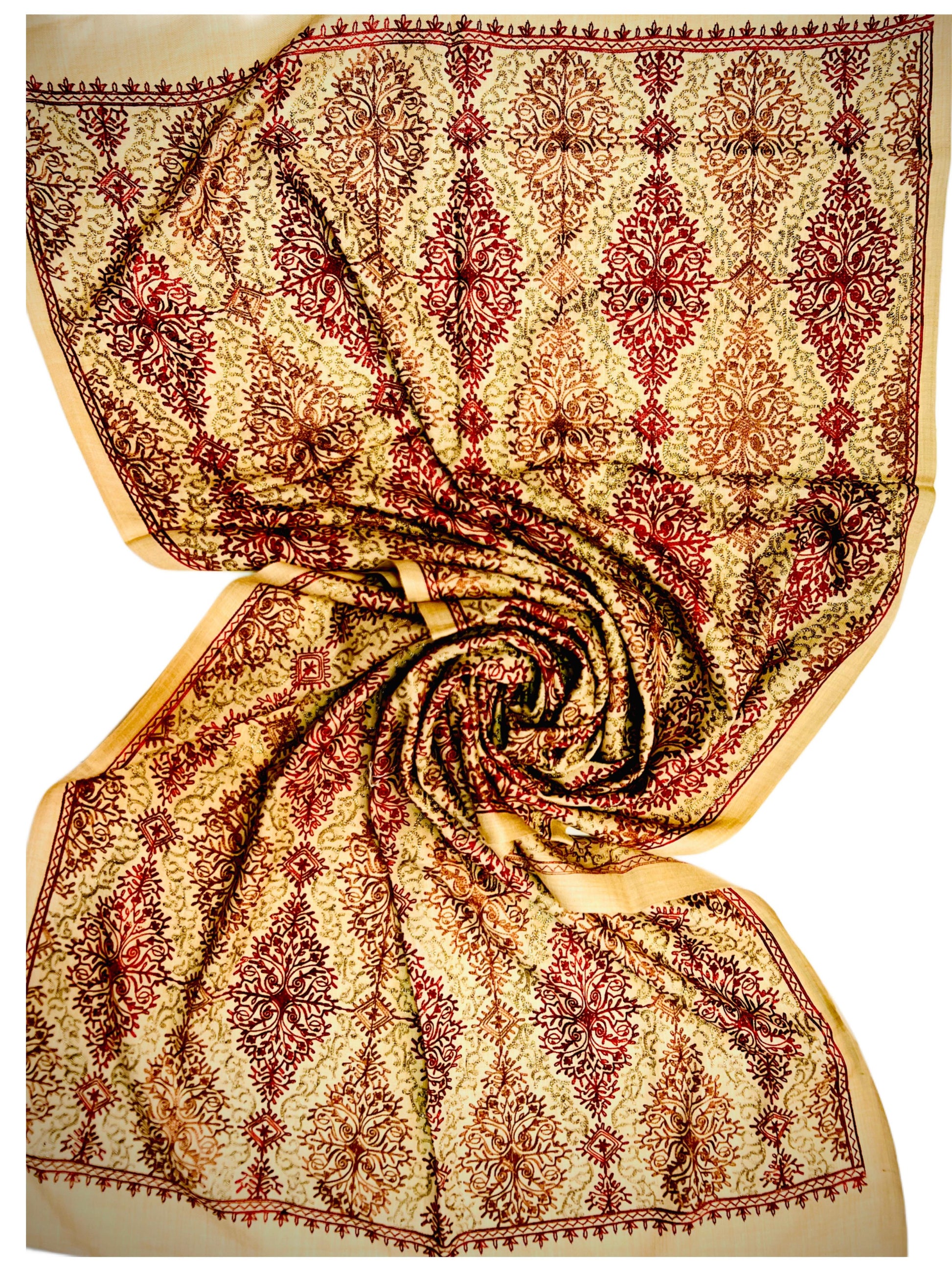 Nalki Ari Jaal Pashmina - Kashmiri Stole (Staller)