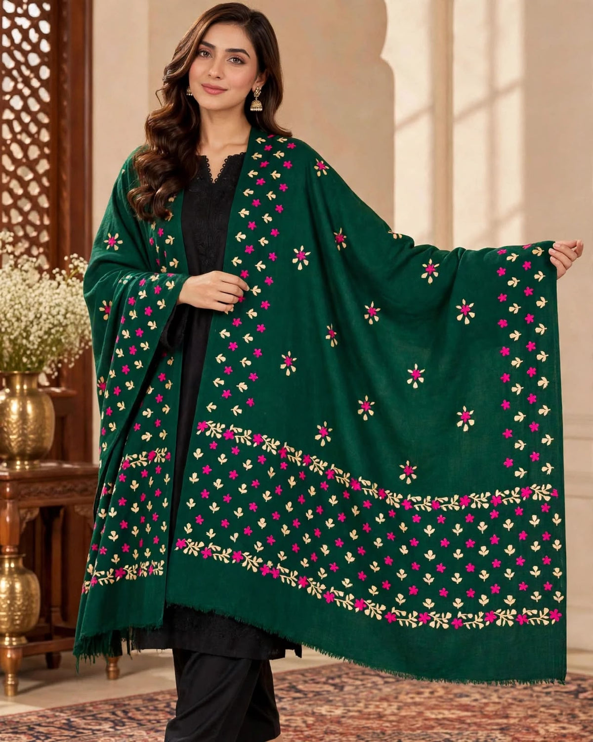 Handmade Embroidered Pashmina Shawl