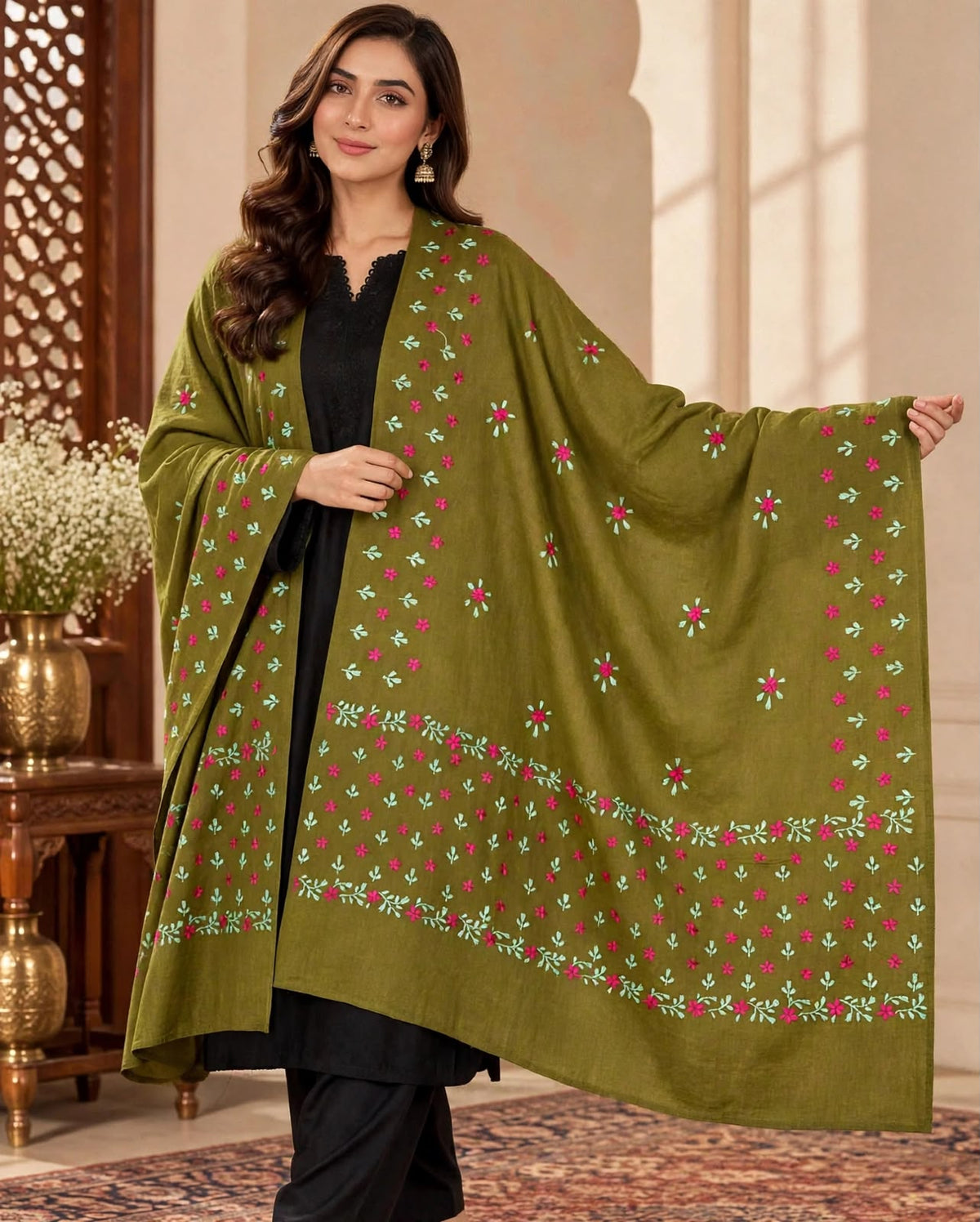 Handmade Embroidered Pashmina Shawl
