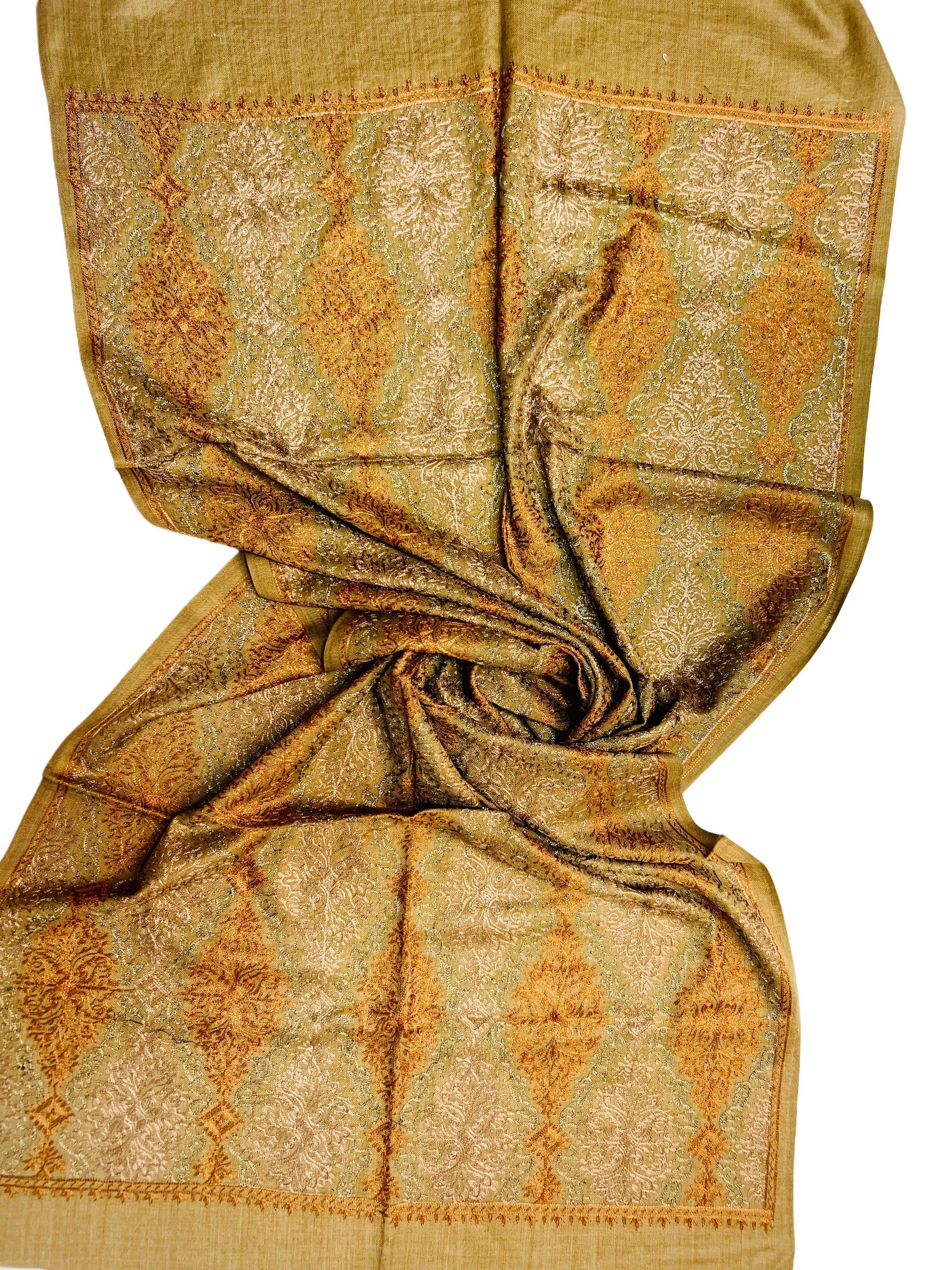 Brown Nalki Ari Jaal Pashmina - Kashmiri Stole (Staller)