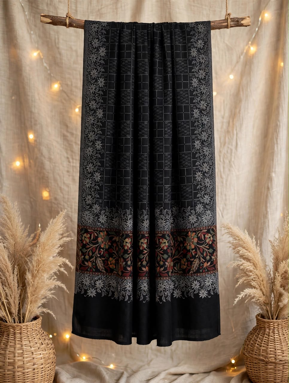 Moonlight Kani Pashmina Shawl - Classic Black